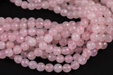 Natural Rose Quartz Beads Faceted Round 4mm, 6mm, 8mm, 10mm, 12mm High Quality - Full 15.5 Inch Strand AAA Quality Gemstone Beads