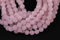 Rose Quartz Beads Matte Natural , High Quality in Round- 4mm, 6mm, 8mm, 10mm, 12mm- 15.5 Inch Strand Gemstone Beads