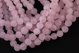 Rose Quartz Beads Matte Natural , High Quality in Round- 4mm, 6mm, 8mm, 10mm, 12mm- 15.5 Inch Strand Gemstone Beads