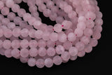 Rose Quartz Beads Matte Natural , High Quality in Round- 4mm, 6mm, 8mm, 10mm, 12mm- 15.5 Inch Strand Gemstone Beads