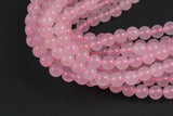 Natural Madagascan Rose Quartz, High Quality in Round -Full Strand 15.5 inch Strand. Wholesale pricing! AAA Quality Smooth Gemstone Beads