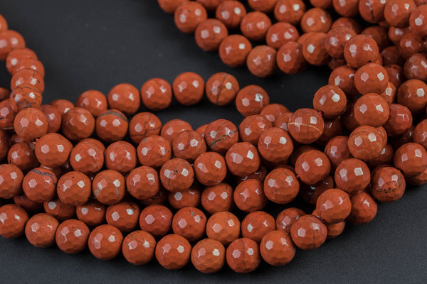 Natural Red Jasper, High Quality in Faceted Round, -Full Strand 15.5 inch Strand, 4mm, 6mm, 8mm, 12mm, or 14mm Beads Gemstone Beads