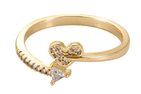 1 pc Gold Ring Heart Dainty Ring, Adjustable Ring, Minimalist Cz Ring, Micro Pave Ring, Gold Open Ring, Dainty Jewelry