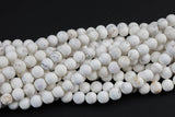 Natural WHITE Turquoise MATTE FINISHED-- Round-- All sizes, 4mm, 6mm, 8mm, 10mm, 12mm. Full Strand- Wholesale bulk or Single Strand!
