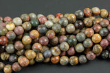 Natural Picasso Jasper Beads Grade AAA Faceted Round 6mm, 8mm, 10mm, 12mm, 14mm- Full 16 Inch Strand Smooth Gemstone Beads