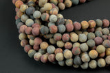 Natural Matte Picasso Jasper Grade AAA Matte Round 6mm, 8mm, 10mm, 12mm, 14mm- Full 16 Inch Strand AAA Quality Smooth Gemstone Beads