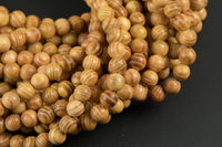 Natural Raja Kayu Wood. 6mm or 8mm Round. Full Strand 16". Gemstone Beads