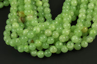 Natural Rare African Green Flower Jade Smooth Beads 4mm 6mm 8mm 10mm Round Beads 15.5" Strand Gemstone Beads