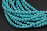 Natural Magnesite Turquiose Round- Full 16 inch strand- 4mm, 6mm, 8mm, 10mm, 12mm, 14mm, 16mm Smooth Gemstone Beads