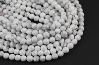 Natural Wholesale Faceted White Howlite Beads Jasper Faceted Round 4mm 6mm 8mm 10mm 12mm - Full 15.5 Inch Strand Gemstone Beads