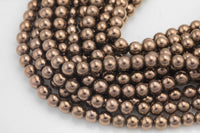 Rust Metallic HEMATITE Beads. Round Smooth. 2mm, 4mm, 6mm, 8mm, or 12mm. Full Strand 16". AAA Quality AAA Quality