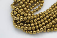 Gold Hematite Smooth Round Beads 2mm 3mm 4mm 6mm 8mm 10mm 12mm 15.5" Strand