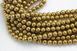 Gold Hematite Smooth Round Beads 2mm 3mm 4mm 6mm 8mm 10mm 12mm 15.5" Strand