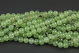 Natural Prehnite Garnet Beads Grade AAA Round, High Quality - 4mm, 6mm, 8mm, 10mm- Full 15.5 Inch Strand Smooth Gemstone Beads