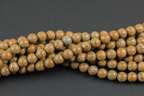 Natural Tiger Skin, Wood Jasper Round- 4mm, 6mm, 8mm, 10mm, 12mm- Full 15.5 Inch Strand- AAA Quality Smooth Gemstone Beads