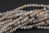 Natural Gray Fire Agate, High Quality in Round, 6mm, 8mm, 10mm, 12mm- Full 16 inch strand Smooth Gemstone Beads