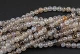 Natural Gray Fire Agate, High Quality in Round, 6mm, 8mm, 10mm, 12mm- Full 16 inch strand Smooth Gemstone Beads