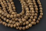 Natural Vietnam Tiger Stripped Wood. 6mm or 8mm Round. Full Strand 16". Gemstone Beads