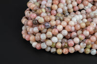 Natural AUSTRALIAN PINK OPAL Beads - Round - 6mm 8mm 10mm or 12mm - Full 15.5" 15.5 inch strands Smooth Gemstone Beads