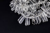 Natural Clear Rock Quartz Crystal High Quality in Top Drilled Sticks- Full Strand- 5x15mm Gemstone Beads