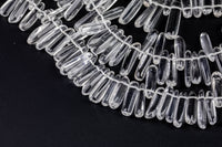 Natural Clear Rock Quartz Crystal High Quality in Top Drilled Sticks- Full Strand- 5x15mm Gemstone Beads