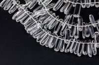 Natural Clear Rock Quartz Crystal High Quality in Top Drilled Sticks- Full Strand- 5x15mm Gemstone Beads