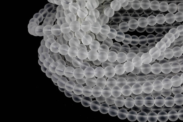Natural Matte Peruvian Clear Quartz Beads 6mm 8mm 10mm 12mm - High Quality in Round Smooth Gemstone Beads