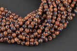 Natural Multi Goldstone Sandstone Round Beads. Full 15.5 Inch strand 4mm, 6mm, 8mm, 10mm, or 12mm Smooth Gemstone Beads