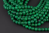 Reconstituted Malachite smooth round sizes 6mm, 8mm, 10mm, 12mm- In Full 15.5 Inch Strand Smooth Gemstone Beads