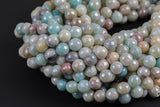 Natural MYSTIC AMAZONITE Beads faceted round sizes. 4mm, 6mm, 8mm, 10mm, 12mm, 14mm-Full Strand 15.5 inch Strand AAA Quality Gemstone Beads