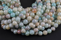 Natural MYSTIC AMAZONITE Beads faceted round sizes. 4mm, 6mm, 8mm, 10mm, 12mm, 14mm-Full Strand 15.5 inch Strand AAA Quality Gemstone Beads