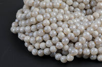 Natural Mystic White Silverite Agate, Faceted Round sizes 4mm, 6mm, 8mm, 10mm, 12mm-Full Strand 15.5 inch Strand AAA Quality AAA Quality