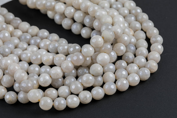 Natural Mystic White Silverite Agate, Faceted Round sizes 4mm, 6mm, 8mm, 10mm, 12mm-Full Strand 15.5 inch Strand AAA Quality AAA Quality