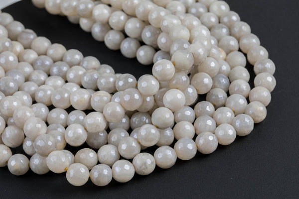 Natural Mystic White Silverite Agate, Faceted Round sizes 4mm, 6mm, 8mm, 10mm, 12mm-Full Strand 15.5 inch Strand AAA Quality AAA Quality