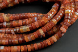 Natural Banded Gray Red Orange Agate, High Quality in Heishi, 8mm and 12mm- In Full 15.5 Inch Strand Gemstone Beads