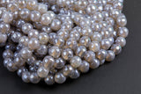 Natural Mystic Gray Agate, Faceted Round sizes 4mm, 6mm, 8mm, 10mm, 12mm- Full 16 inch strand AAA Quality Gemstone Beads