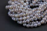 Natural Mystic Gray Agate, Faceted Round sizes 4mm, 6mm, 8mm, 10mm, 12mm- Full 16 inch strand AAA Quality Gemstone Beads