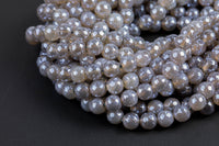 Natural Mystic Gray Agate, Faceted Round sizes 4mm, 6mm, 8mm, 10mm, 12mm- Full 16 inch strand AAA Quality Gemstone Beads