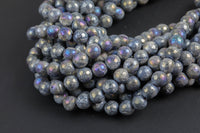 Natural Larvikite Marble Labradorite AB facetted Round 4mm, 6mm, 8mm, 10mm, 12mm, 14mm- Wholesale Bulk or Single Strand! Gemstone Beads