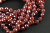 Natural Mystic Carnelian, High Quality in Faceted Round, 4mm, 6mm, 8mm, 10mm, 12mm- Full 15.5 Inch Strand Gemstone Beads