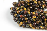 Natural Faceted Round Multi- Tiger's Eye Tigereye, High Quality in Faceted Round, 8mm, 10mm, 12mm- Full 16 inch strand Gemstone Beads