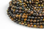 Natural Round Tiger-Iron, High Quality in Faceted Round, 6mm, 8mm, 10mm, 12mm- Full 15.5 Inch Strand Gemstone Beads