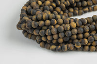 Natural Matte Tiger's Eye Tiger Eye High Quality in Matte Round- d 16" Strand, 4mm, 6mm, 8mm, 12mm, or 14mm Beads- Gemstone Beads