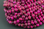 A Natural Fuchsia Tiger's Eye Round Tigers Eye Tiger Eye Tigereye, 6mm 8mm 10mm 12mm 14mm 15.5" Smooth Gemstone Beads