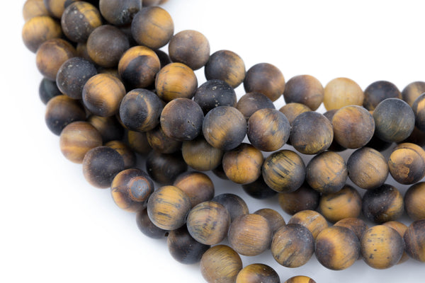 Natural Matte Tiger's Eye Tiger Eye High Quality in Matte Round- d 16" Strand, 4mm, 6mm, 8mm, 12mm, or 14mm Beads- Gemstone Beads