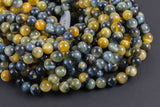Natural Gold Blue Tiger's Eye Tiger Eye Round Beads High Quality, Full Strand 6mm, 8mm, 10mm, or 14mm Beads Smooth Gemstone Beads