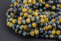 Natural Gold Blue Tiger's Eye Tiger Eye Round Beads High Quality, Full Strand 6mm, 8mm, 10mm, or 14mm Beads Smooth Gemstone Beads