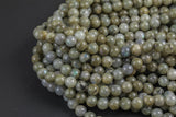 Natural Dark Labradorite Round-6mm, 8mm, 10mm, 12mm- Full 16 inch strand Smooth Gemstone Beads