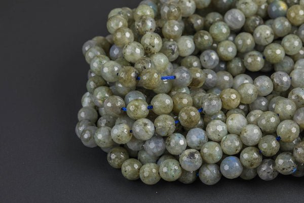 Natural Labradorite Beads Faceted Round 6mm 8mm 10mm 12mm Gemstone Beads