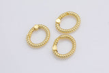 1 pc Dainty Gold Spring Gate Ring, Push Gate ring Charm Holder 14K Gold Clasp for Charm Holder Connector-18mm- Round